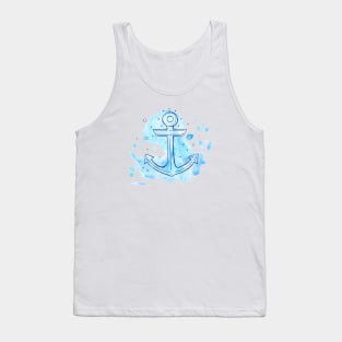 Anchor in watercolor and ink Tank Top